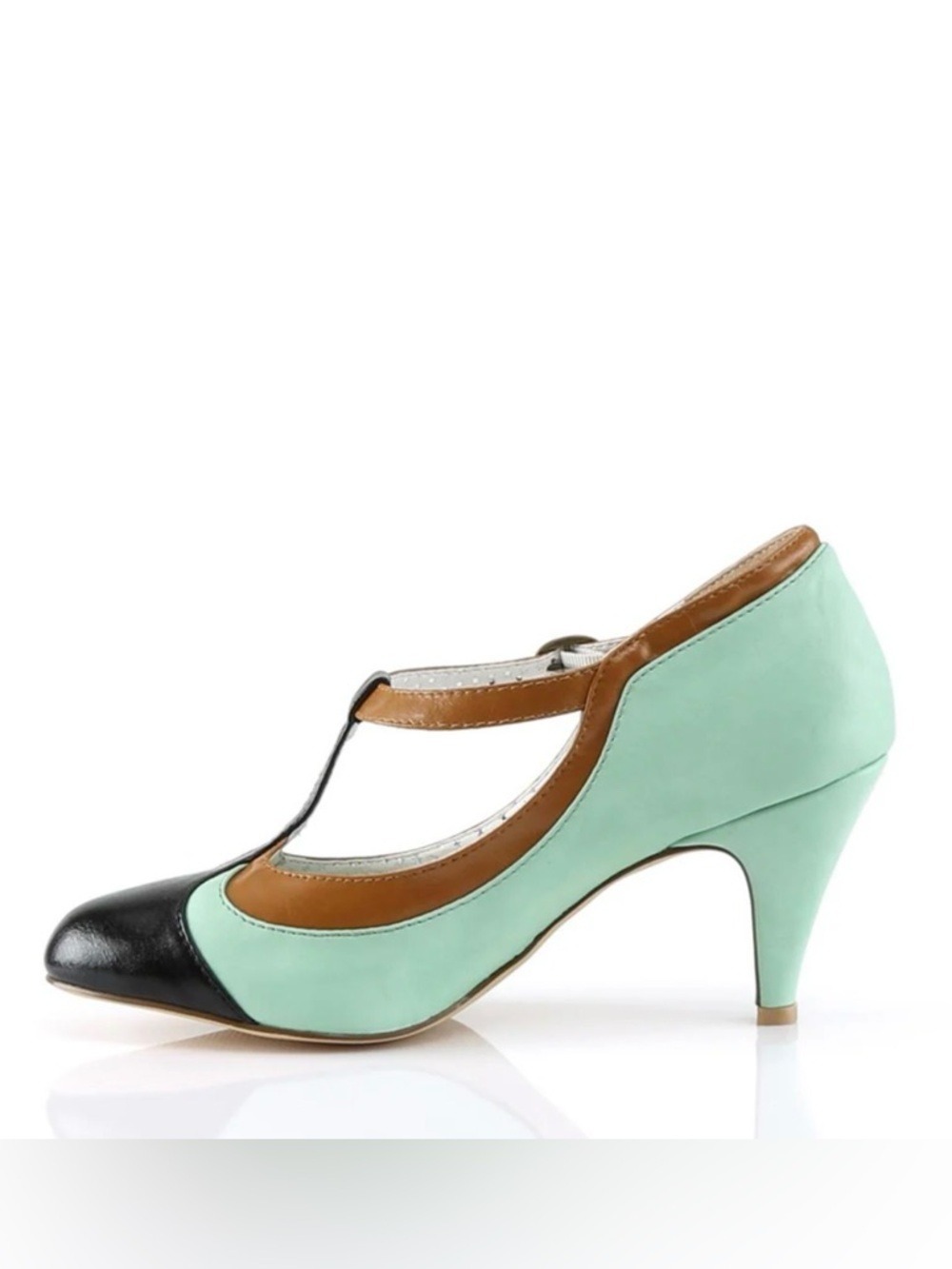 Pinup Couture Peach-03 Mint Green T-Strap Heels Size 8 NIB - Picture 4 of 13